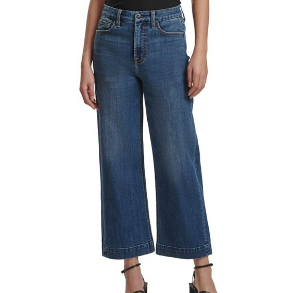 7FAM  7 For All Mankind Jen7 Wide Leg high rise Cropped jeans size 14